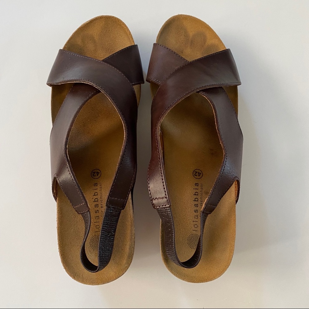 Lola Sabbia brown/tan wedges leather upper Sz 42